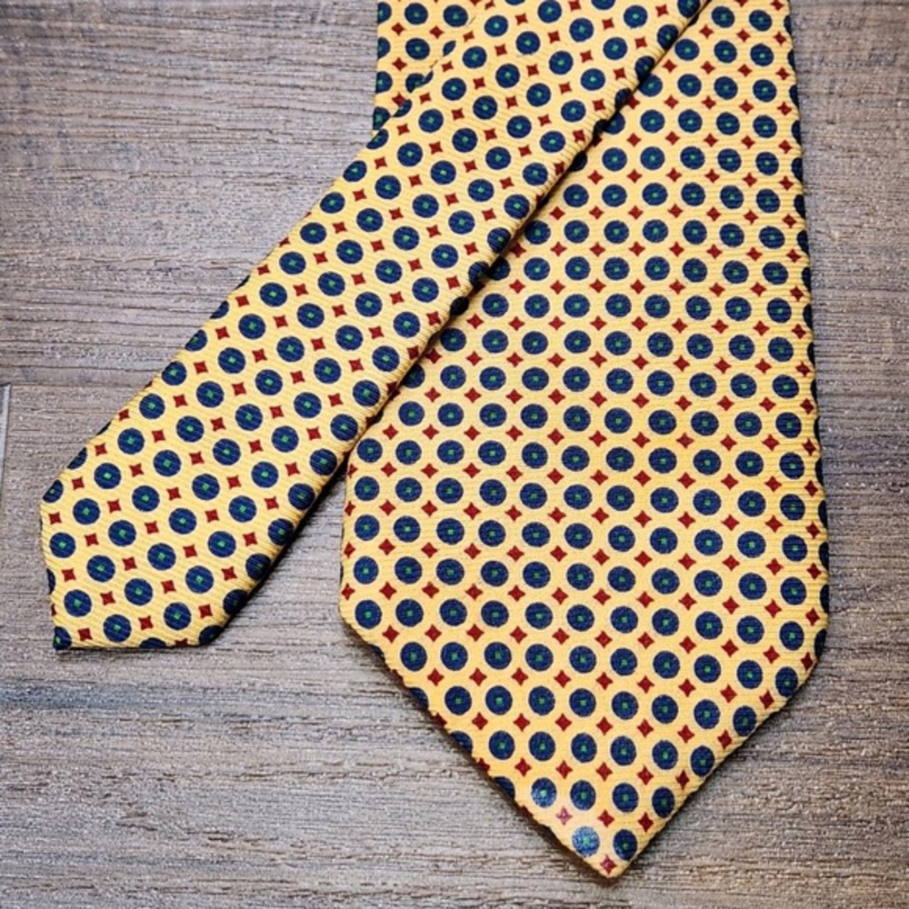 Lauren Ralph Lauren Yellow Multicolor Geometric Silk Tie Italy‎